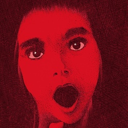 Portrait of young woman yelling