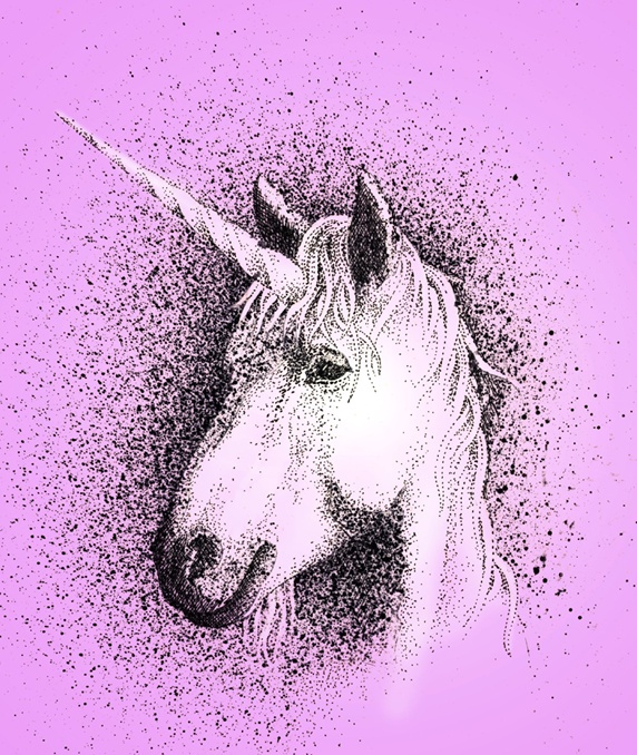 Portrait of unicorn on pink background