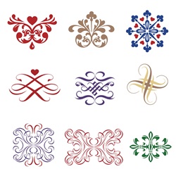 Assorted ornaments on white background