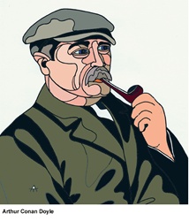Portrait of Arthur Conan Doyle smoking pipe
