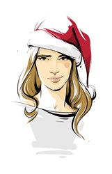Portrait of woman wearing santa hat