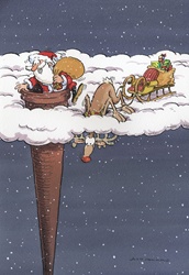 Santa Clause getting through chimney