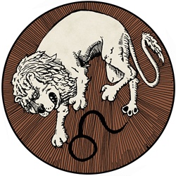 Leo, brown round astrology sign
