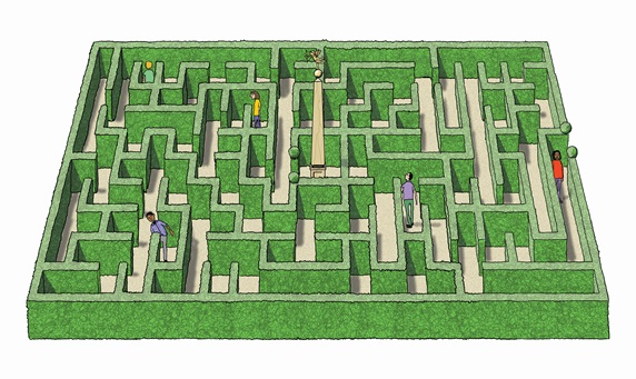 People looking for love in maze