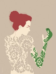 Woman holding chameleon