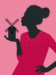 Woman holding small windmill