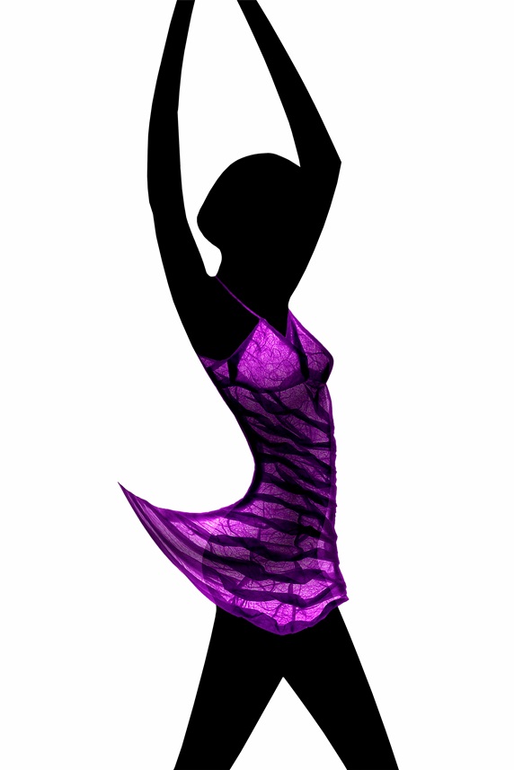 Dancer in translucent folded paper dress