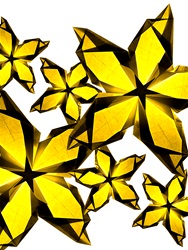 Yellow origami flowers on white background