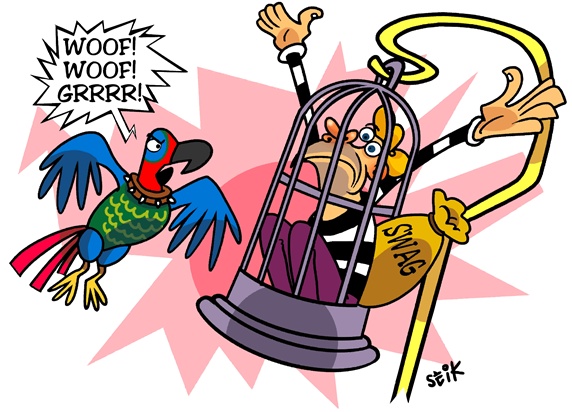 Thief in bird cage