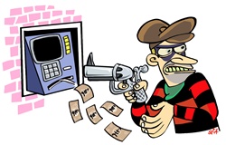 Thief robbing ATM