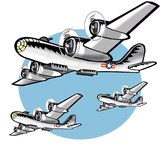 Three warplanes