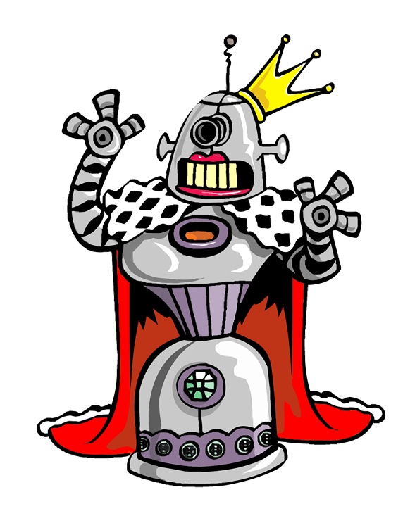 Portrait of robot in queen's costume