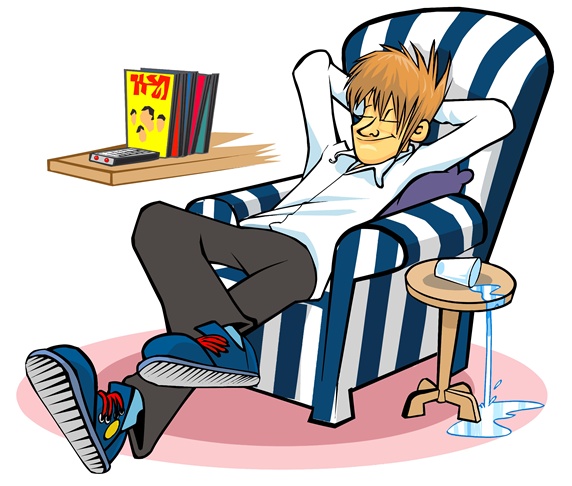 Young man relaxing in chair