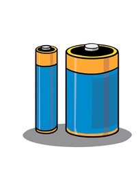 Batteries on white background