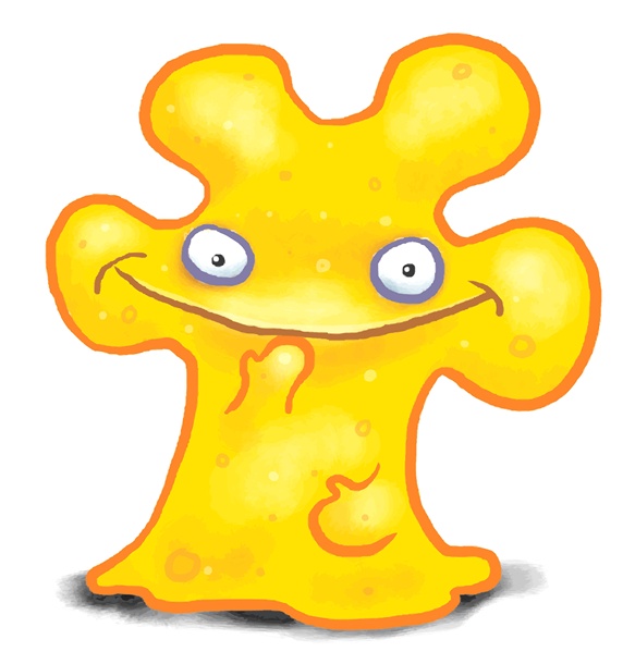 Yellow mascot on white background