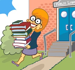 Young woman carrying books