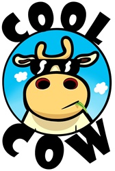 Cow wearing sunglasses against sky