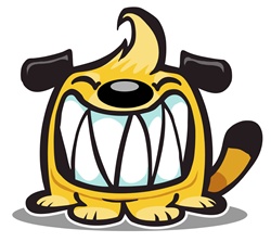 Dog grinning teeth