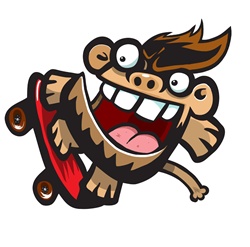 Monkey riding skateboard