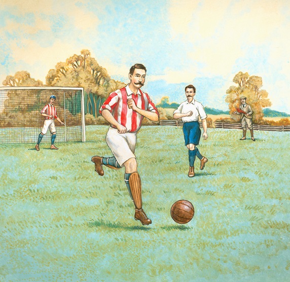 Vintage style illustration of football game
