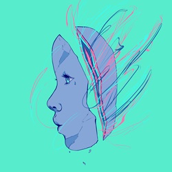 Blue profile of woman