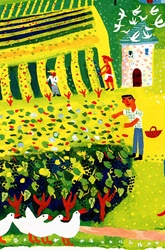 People harvesting in vineyard