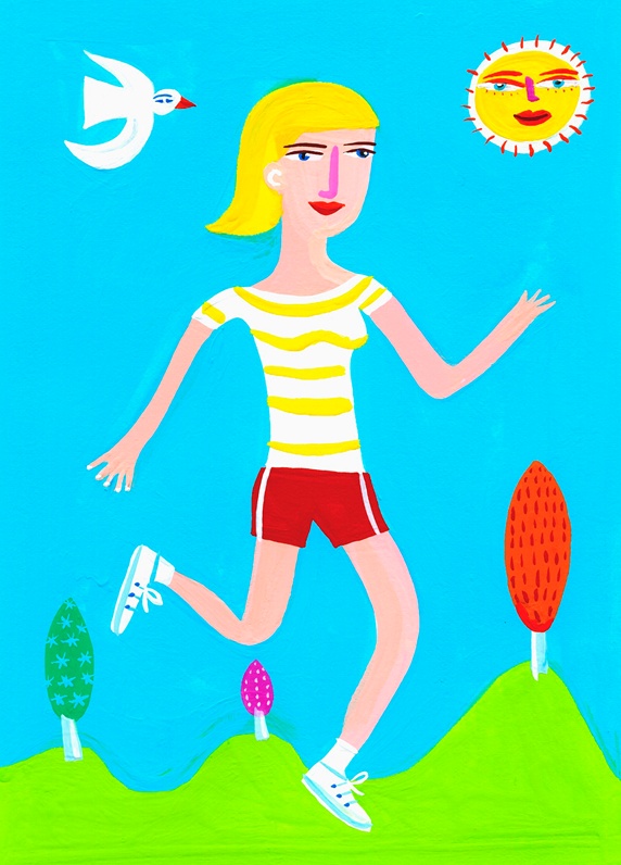 Woman running on sunny day