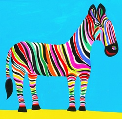 Colorful zebra with multicolored stripes