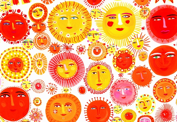 Lots of suns with smiling faces