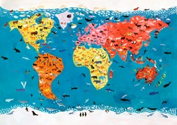 World map of wild animals