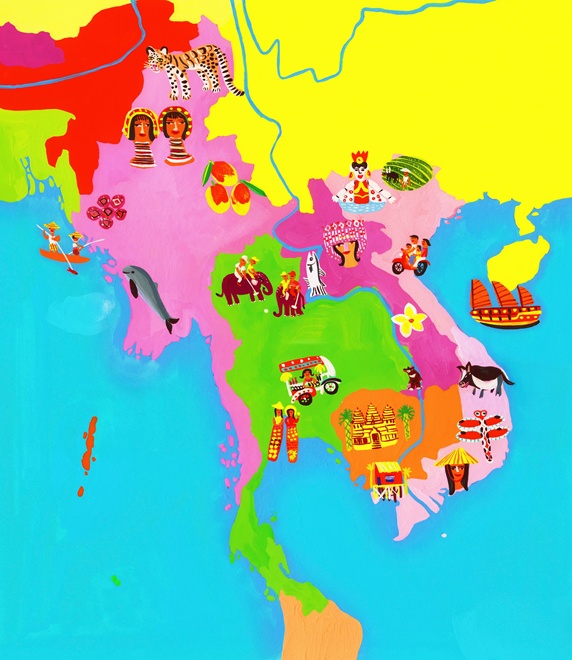 Illustrated map of Southeast Asia