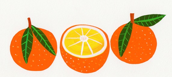 Three oranges in a row