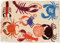 Patterned lobsters and crabs