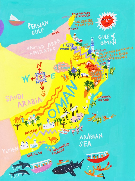 Illustrated map of Oman