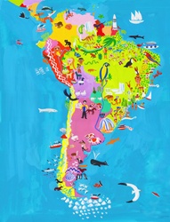 Illustrated map of Central and South America