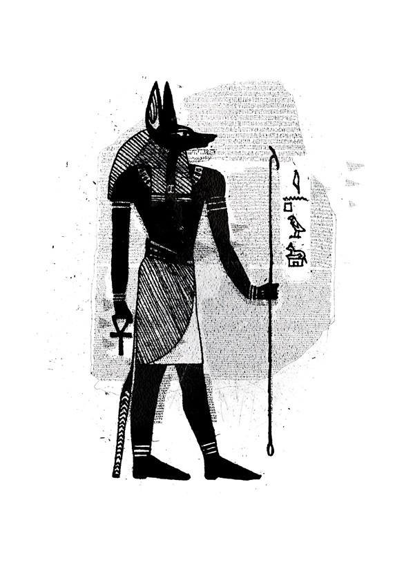 Anubis holding ankh