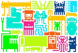 Pattern of retro pixelated video game icons
