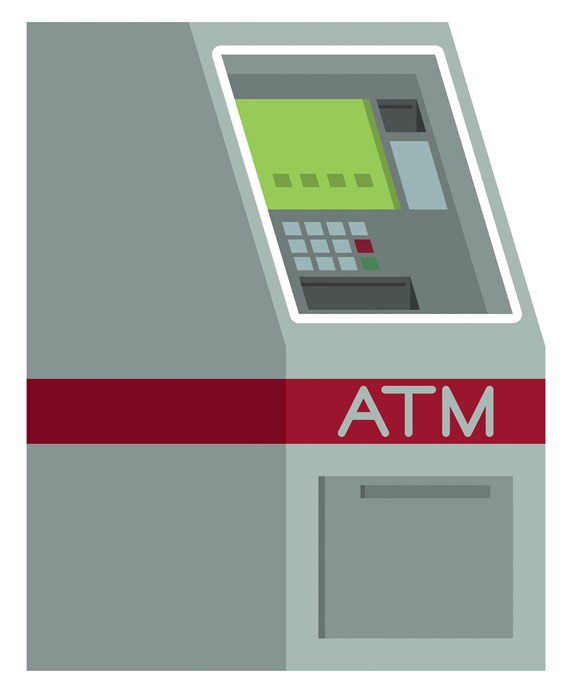 ATM machine on white background
