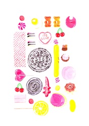 Various sweets on white background