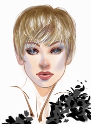 Close up of fashion model with pixie haircut