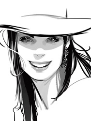 Portrait of young woman wearing hat and smiling
