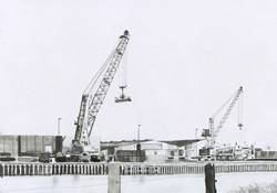 Cranes and buildings in port