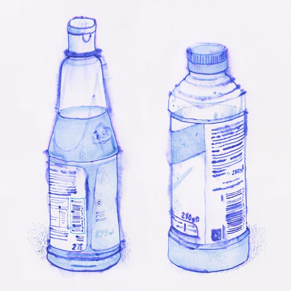 Two bottles with beverages