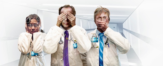 Three doctors hear no evil, see no evil, speak no evil