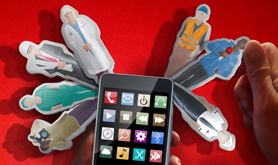 Smart phone as multi-tool with choice of occupations as blades