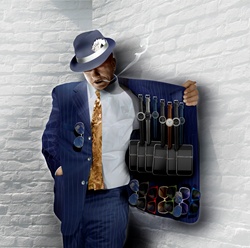 Spiv selling wrist watches, smart phones and sunglasses in street