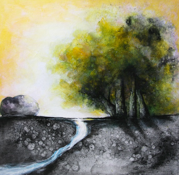 Landscape with stream and trees