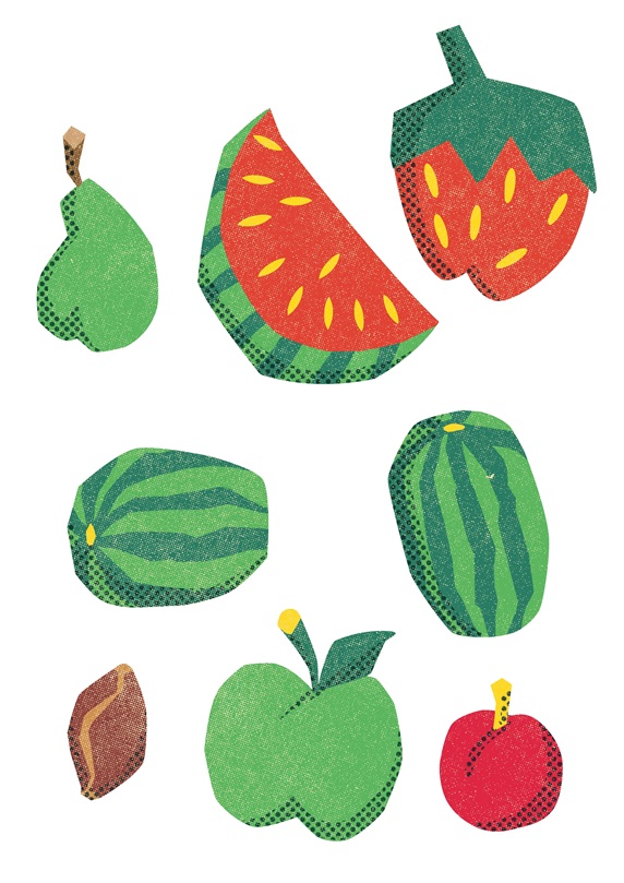 Various fruit on white background