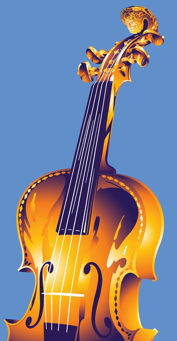 Cello on blue background