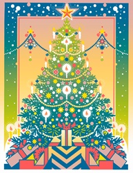 Symmetrical christmas tree and gifts